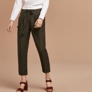 Aritzia Wilfred Tie Front The Allant Pants Trousers in Olive Green size 6